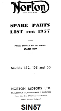Parts list : Models ES2, 50, 19S - Photocopy : 1957